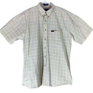 Pendleton Shirt Size Large Short Sleeved Button Up Yellow Blue Check Mens